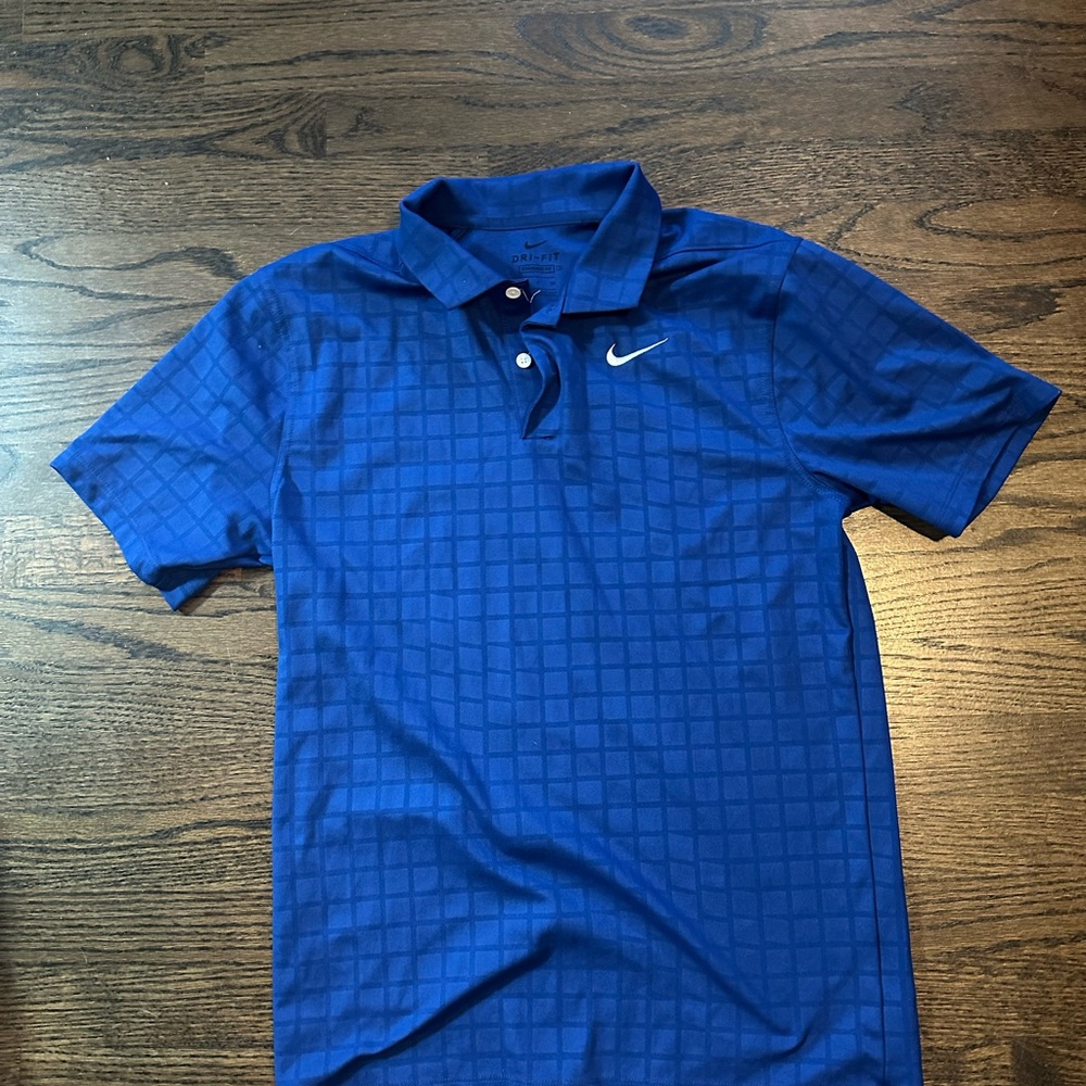 Nike Blue Performance Polo Shirt with Geometric Design